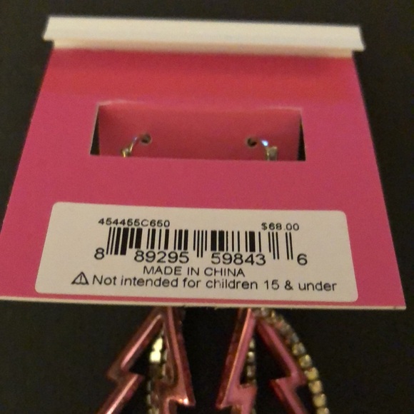 Betsey Johnson Silver Tone & Pink Metal Christmas Tree Drop Earrings Fringe NWT - Picture 13 of 13